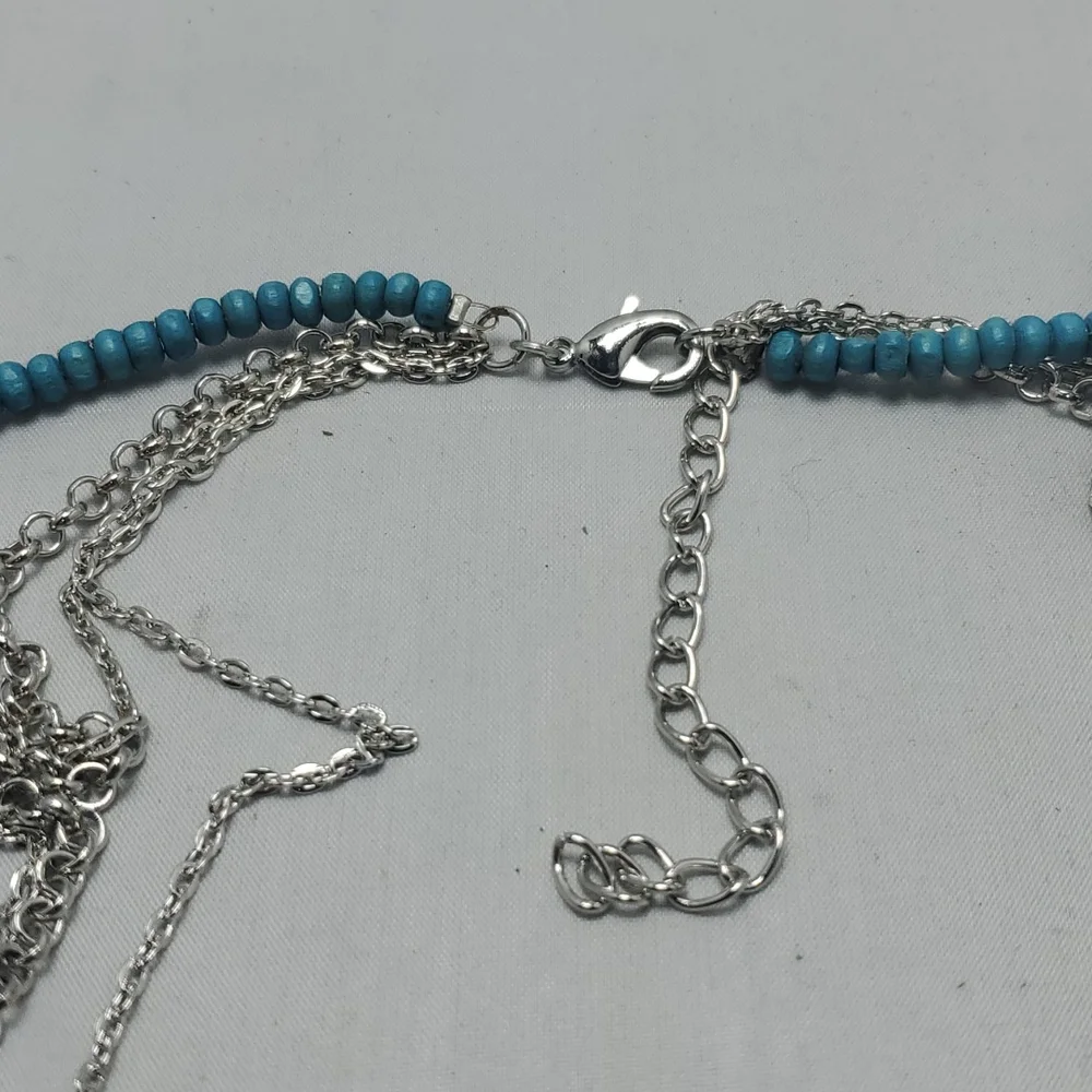 Bke silver chain with turquoise beads 4 strand necklace - Picture 4 of 4